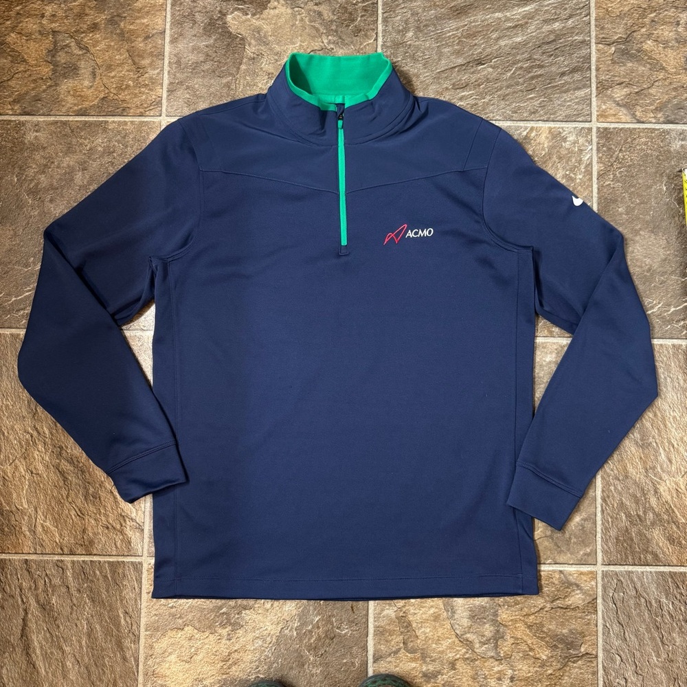 Nike Golf Mens Acmo 1/4 Zip Pullover Shirt Sz M Long Sleeve Navy Blue Dri-Fit